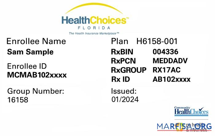 Printable Florida health insurance card real example